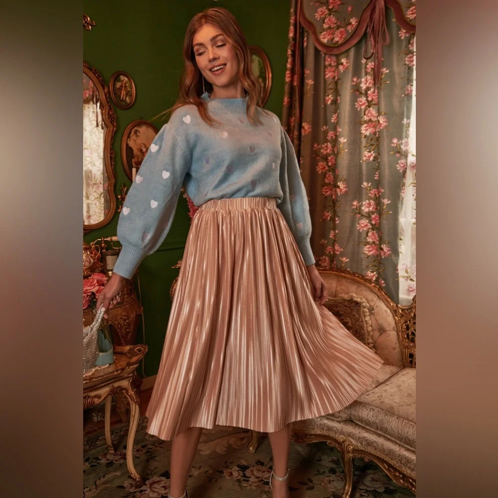 Sugarlips Pink Metallic Pleated Skirt NWT Size Medium